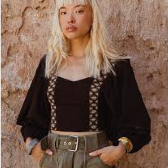 mari + fatou Tops - Mari + Fatou crop top Alina beaded top with balloon sleeves